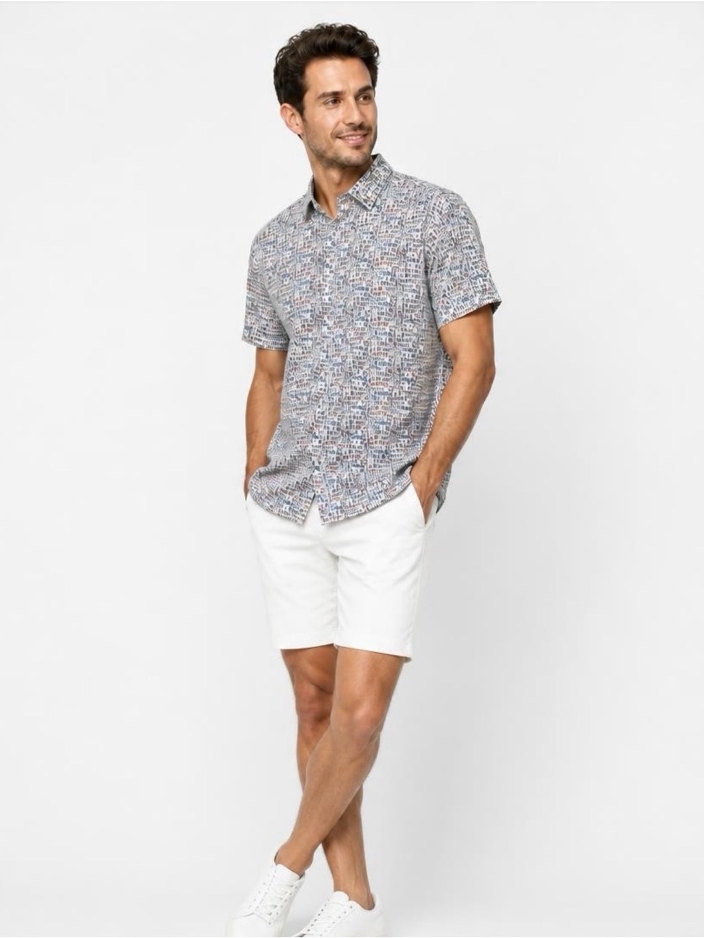 Robert Graham Short Sleeve Button-Down Shirt in Blue Multi